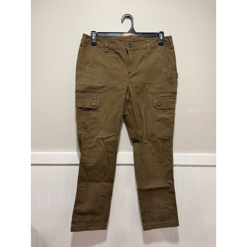 Duluth Fire Hose Slim Leg Cargo Pants Duluthflex Green Women Size 12x31